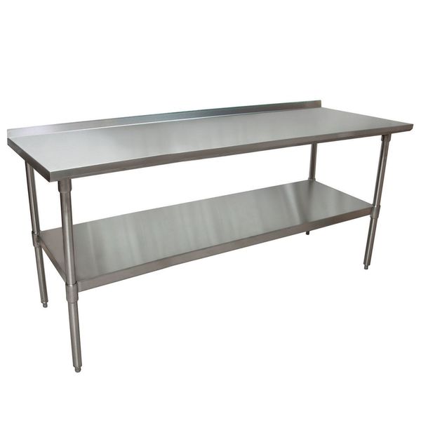 Bk Resources Work Table Stainless Steel With Undershelf, 1.5" Rear Riser 72"Wx30"D VTTR-7230